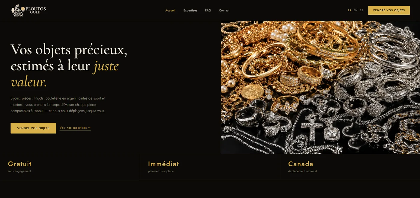 Site web de PloutosGold, conçu par DesgagneWeb