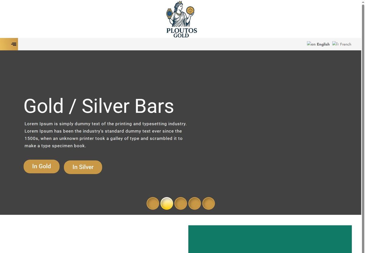 Ancien site de PloutosGold : carrousel générique avec texte Lorem Ipsum